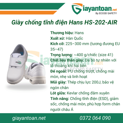 giày chống tĩnh điện Hans HS-202-AIR