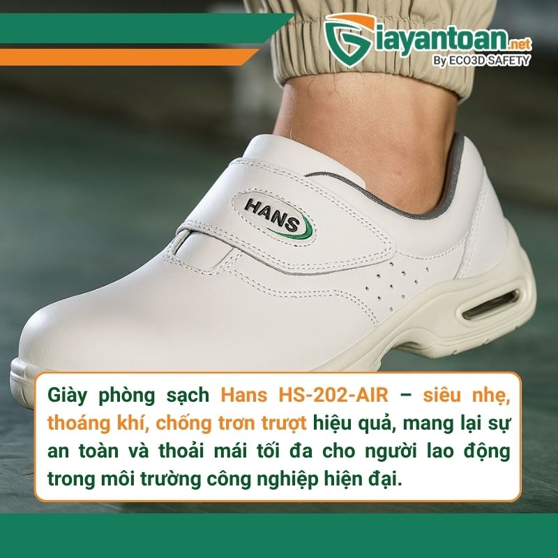 Đặc điểm nổi bật của giày bảo hộ Hans HS-202-AIR với thiết kế thể thao và khả năng thoáng khí