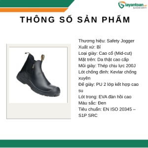 Thông số kỹ thuật giày bảo hộ Safety Jogger BESTFIT S1P