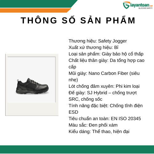 Thông số kỹ thuật giày bảo hộ Safety Jogger Komodo