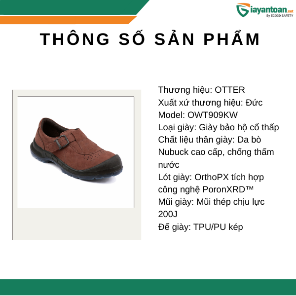 Thông số kỹ thuật giày bảo hộ cao cổ OTTER OWT993KW đạt tiêu chuẩn an toàn