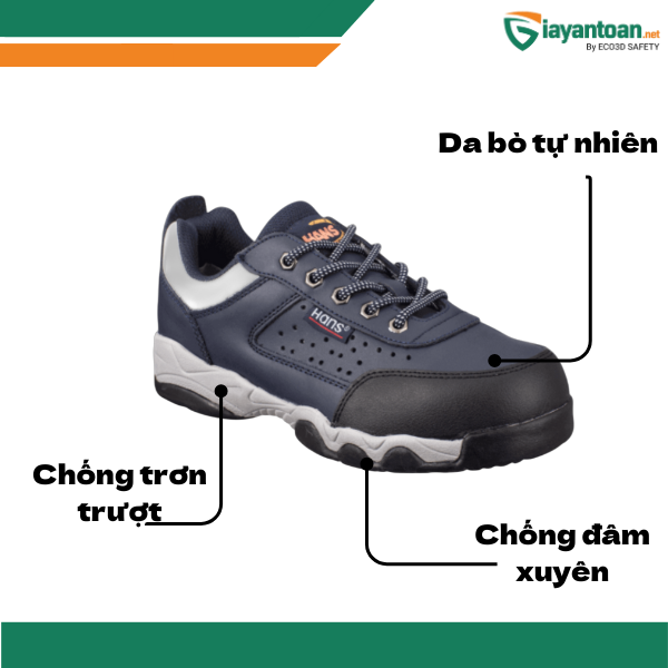 Tính năng nổi bật của giày bảo hộ Hàn Quốc Hans HS-207H-1 như chống trượt, chống va đập