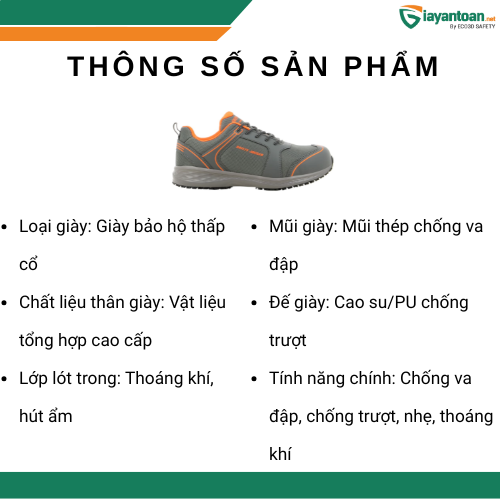 Thông số kỹ thuật giày bảo hộ Safety Jogger Balto đạt tiêu chuẩn an toàn