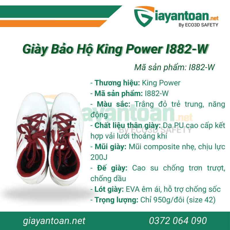 Thông số kỹ thuật của Giày bảo hộ King Power I882-W