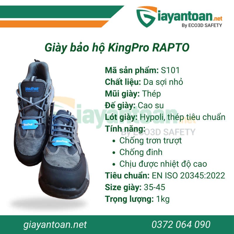 Giày bảo hộ lao động KingPro RAPTO S101 chính hãng