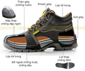 chọn giày bảo hộ chú ý kết cấu của giày