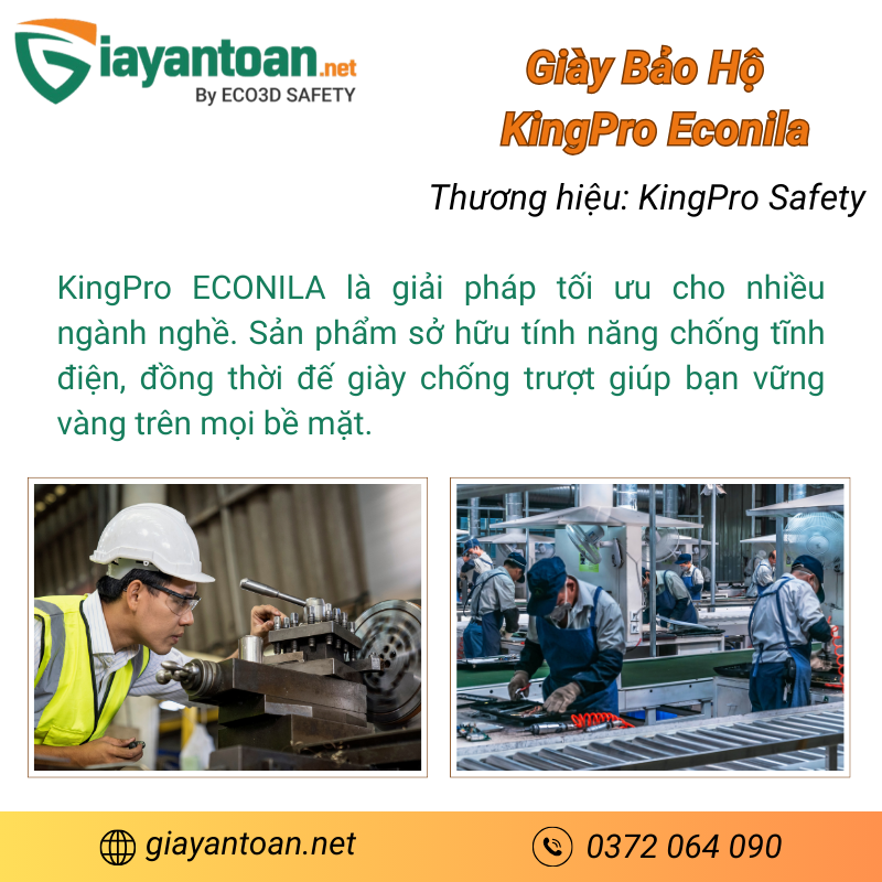 Ứng dụng thực tế của giày bảo hộ KingPro ECONILA