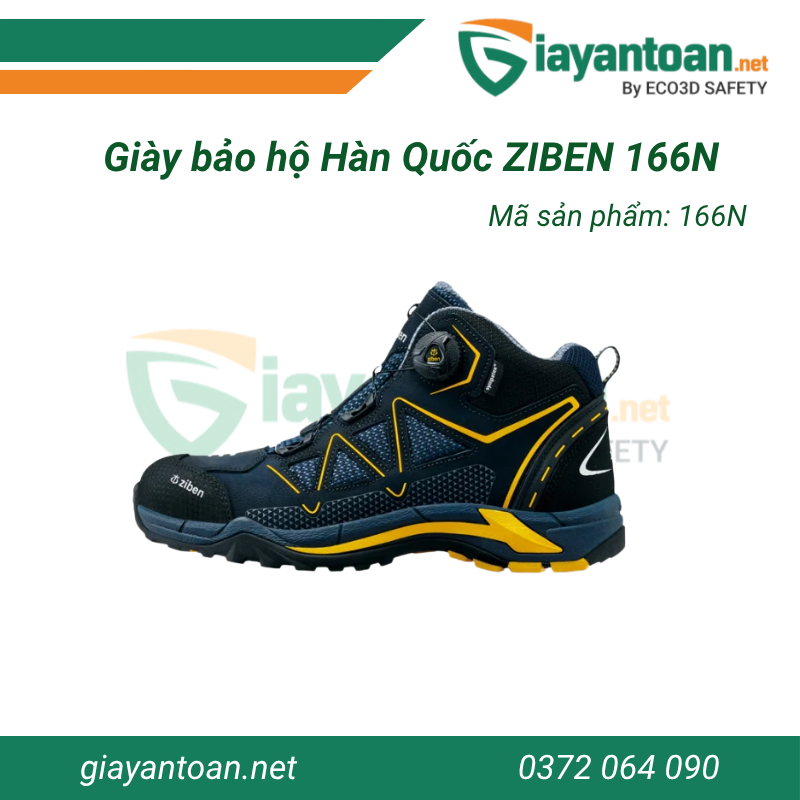 Giày bảo hộ Ziben 166N – Giày bảo hộ Hàn Quốc cao cấp, nhẹ và thoáng khí