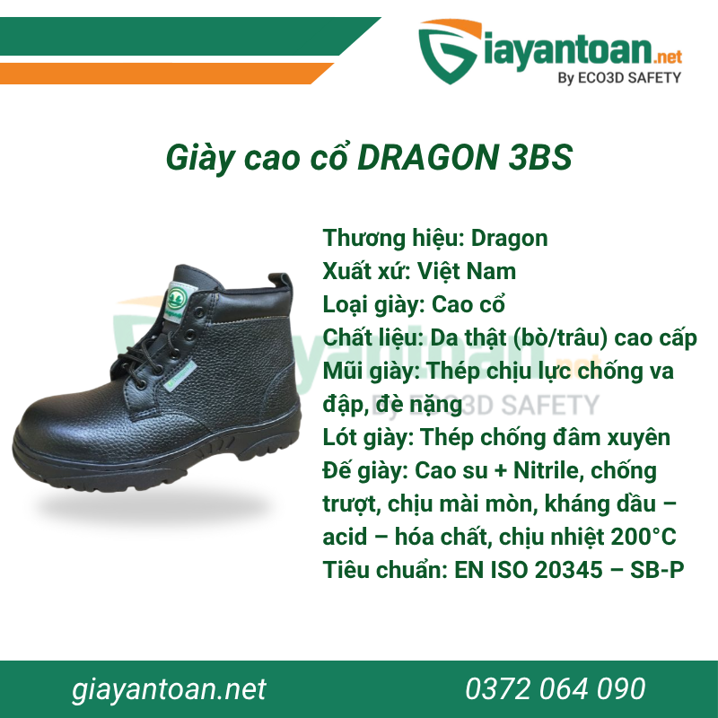 Giày bảo hộ cao cổ Dragon 3BS