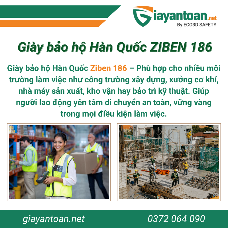 Ứng dụng thực tế của Giày bảo hộ Ziben 186