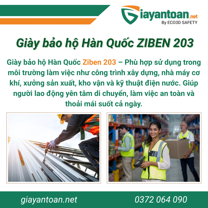 Ứng dụng thực tế của Giày bảo hộ Ziben 203