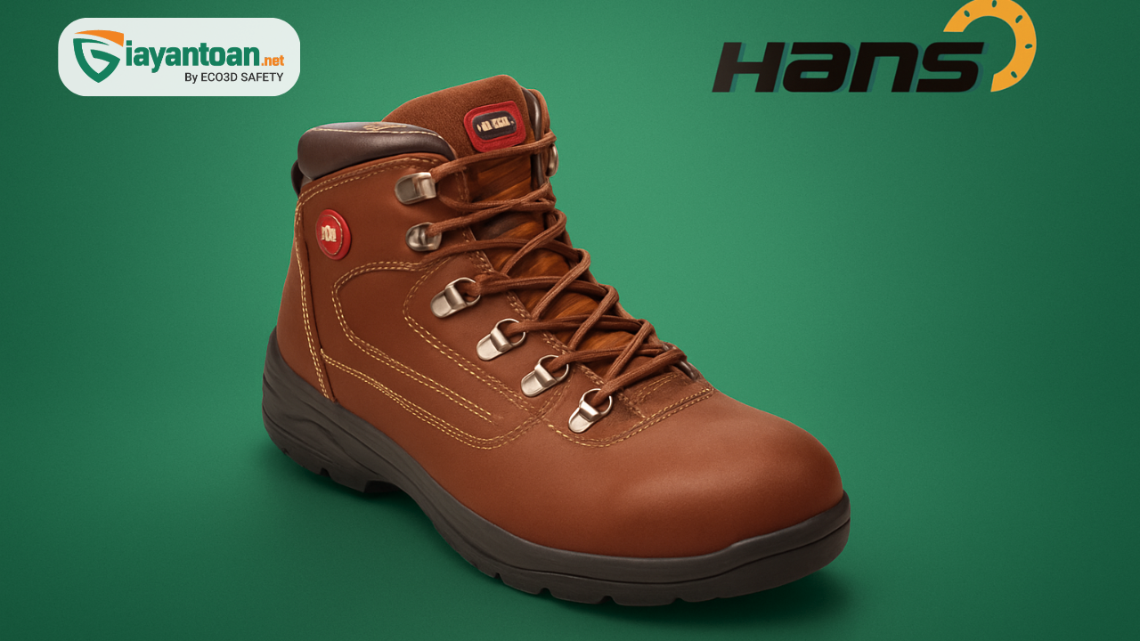 Giày bảo hộ Hans HS-05 Birdeye – kiểu dáng sang trọng, thoáng mát và bền bỉ, phù hợp cho môi trường nhà máy, kho hàng và kỹ sư công trình.