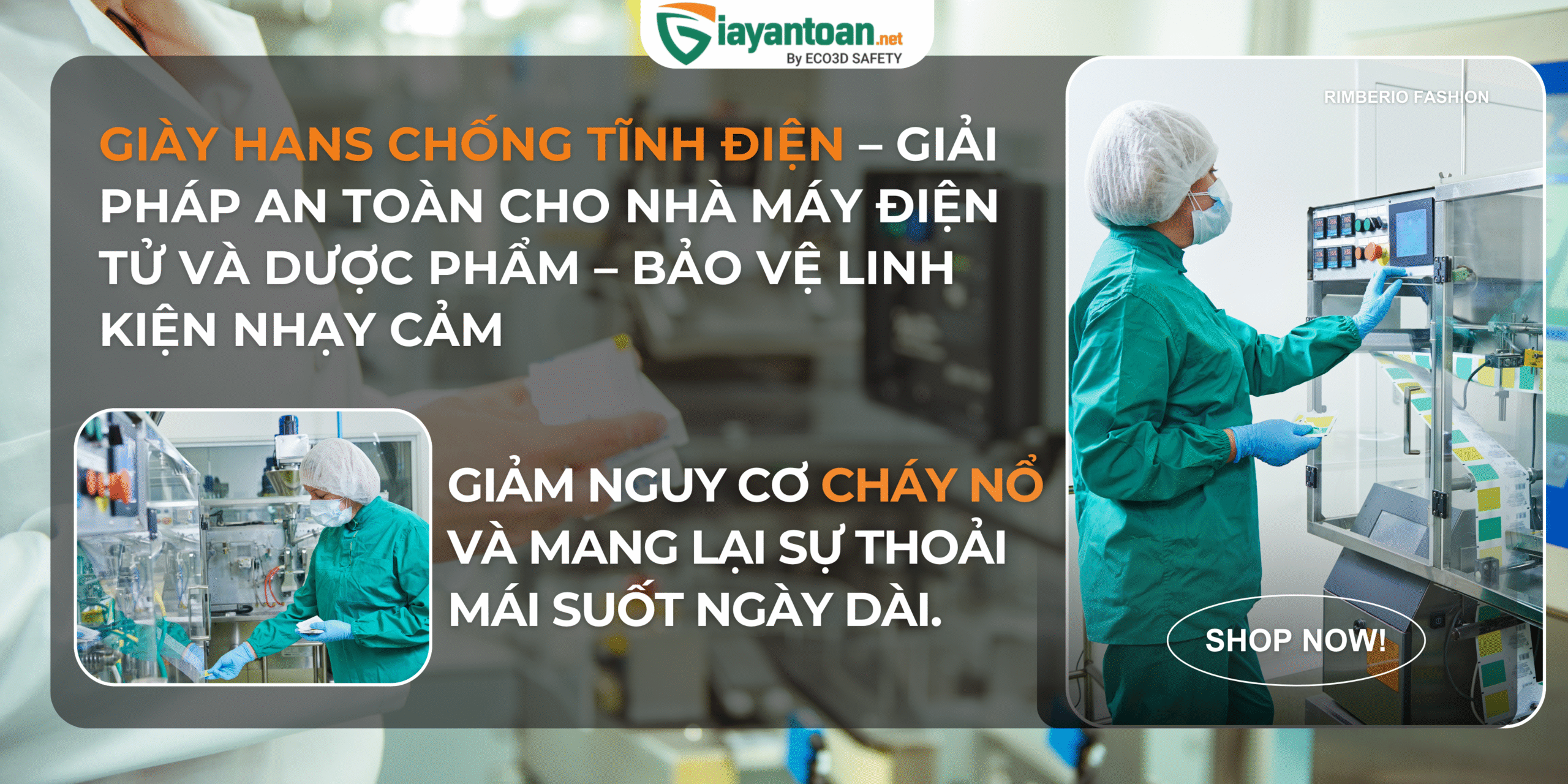 Giày mũ chống tĩnh điện – giải pháp an toàn cho nhà máy điện tử, dược phẩm và linh kiện nhạy cảm, giúp giảm nguy cơ cháy nổ, bảo vệ người lao động.