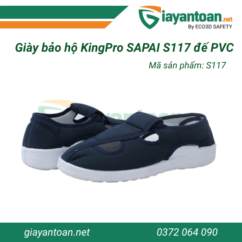 Giày bảo hộ KingPro SAPAI S117 - thoáng khí – giày bảo hộ lao động nhẹ, êm, chống trơn trượt hiệu quả.