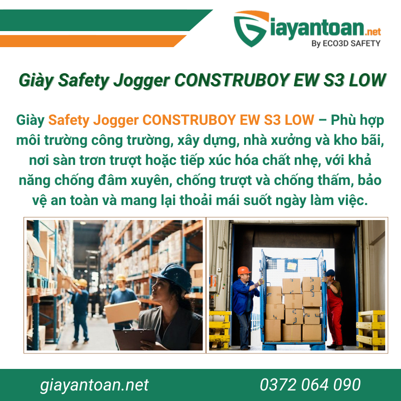 Ứng dụng thực tế của Safety Jogger CONSTRUBOY EW S3 LOW