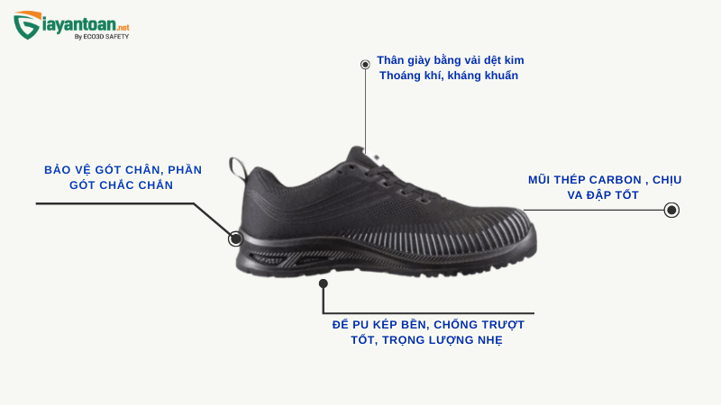 Giày bảo hộ Hans HS 240 cổ thấp, thoáng khí, an toàn chống tĩnh điện.