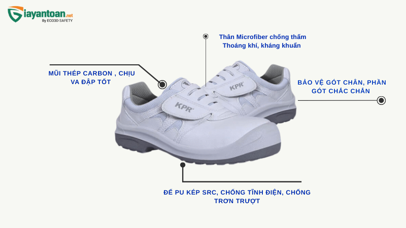 Giày bảo hộ King Power L088 thoáng khí, mũi thép, đế chống trượt, phù hợp cho công nhân và nhà xưởng.