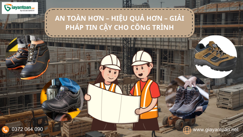Giày bảo hộ lao động bền nhẹ tại Nghệ An, chống trượt, chống điện giật, phù hợp điều kiện công trình.
