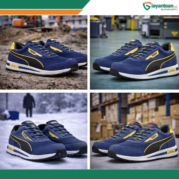 Ứng dụng giày bảo hộ Puma RIDER BLUE LOW trong môi trường công nghiệp