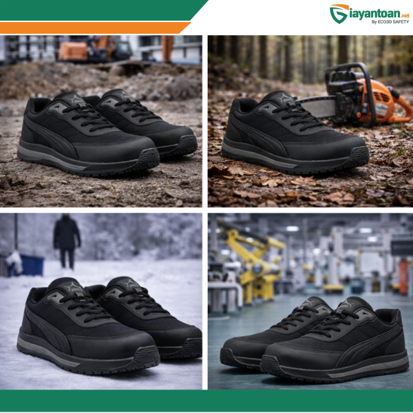 Giày Bảo Hộ PUMA EPIK BLK LOW S3S FO SR có thể sử dụng trong nhiều loại điều kiện môi trường khác nhau
